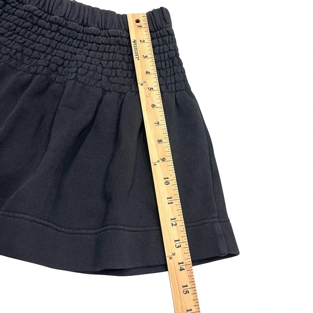 Aerie Smocked Fleece Mini Skirt Charcoal Gray French Terry 0703-1871 NEW